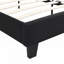 Structure de lit plateforme tapissier avec tête de lit capitonnée en tissu de lin sans sommier tapissier