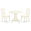 L'ensemble de mobilier de salle à manger 3 pièces comprend une table de cuisine ronde avec piédestal et 2 chaises en lin, blanc lin-1717256072-1717256071-1717256070
