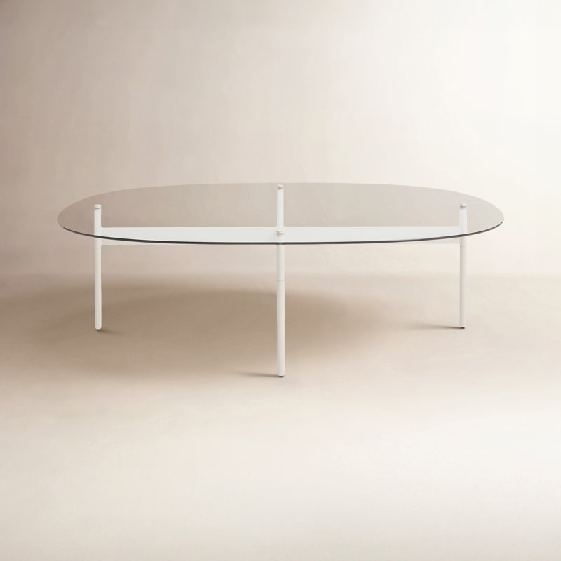 Flume Coffee Table, 14" H x 47" W x 31" D, Clear/Putty