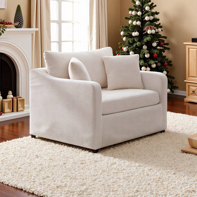 Fauteuil d'appoint de luxe surdimensionné de 43,9 po de large avec housse amovible en chenille et coussins - capacité de poids de 500 lb