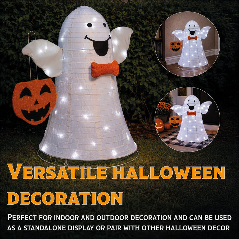Halloween White Foldable Ghost Outdoor Decoration 80 LEDS
