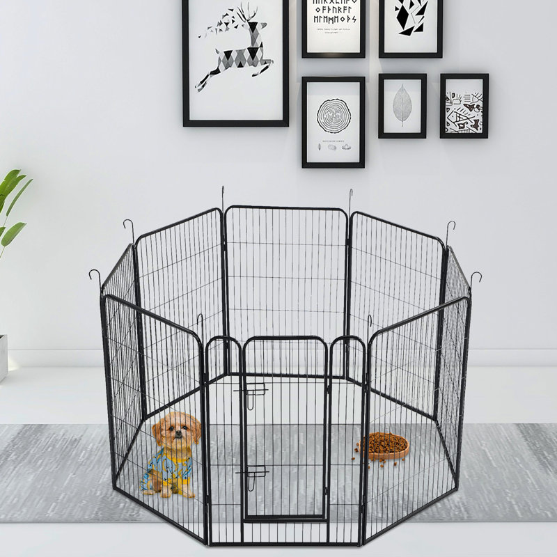 Clôture d'exercice pour chien robuste en métal pliable 8 panneaux