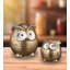 Figurine décorative en terre cuite bronze métallisé, lot de 2 - Hibou-1216105482