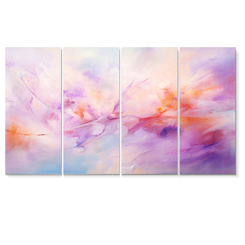 "Lavender Drift Purple Mist", art mural abstrait 4 pièces, H 32 po x l 64 po