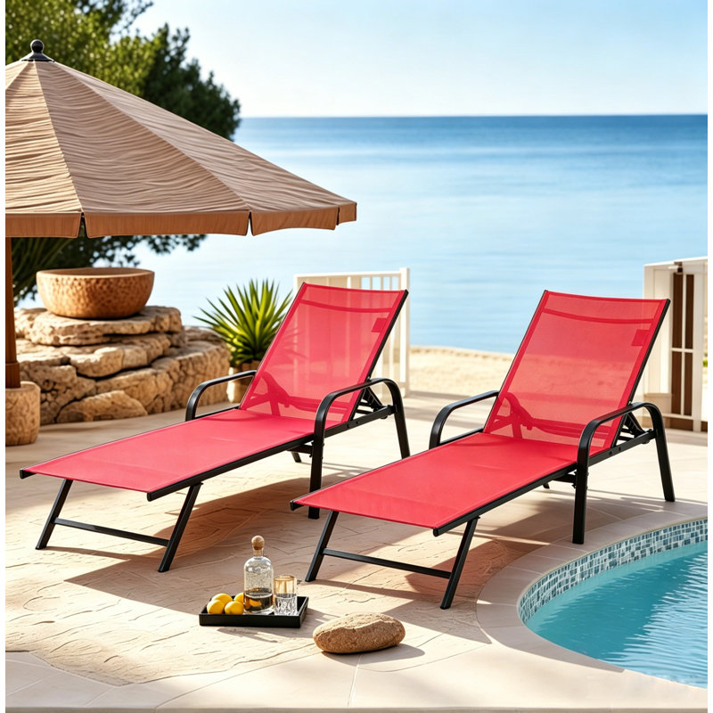 Camaira Outdoor Chaise Lounge, Red