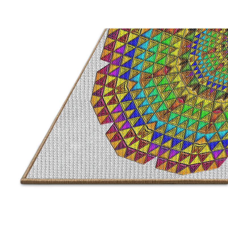 Tapis vert/mauve/crème à motifs Delph, Rectangle 5 pi x 7 pi