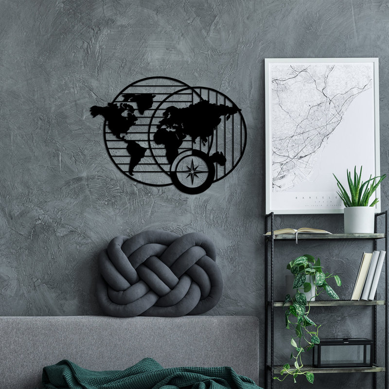 Accessoire mural décoratif en métal, noir, 20,5 po x 27,6 po | 100% métal, épaisseur: 0,06 pouce | Parfait pour la décoration intérieure, facile à accrocher, conception durable, ajoute une élégance moderne à n'importe quelle pièce