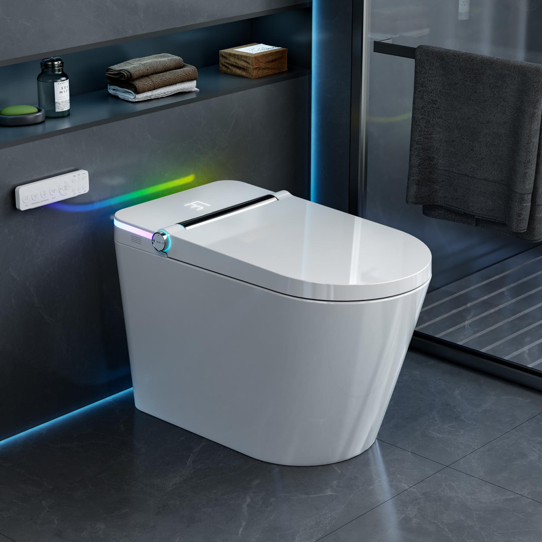 YULIKA 1.32 Gallons GPF Elongated Chair Height Floor Mounted Bidet Toilet (Seat Included) YULIKA