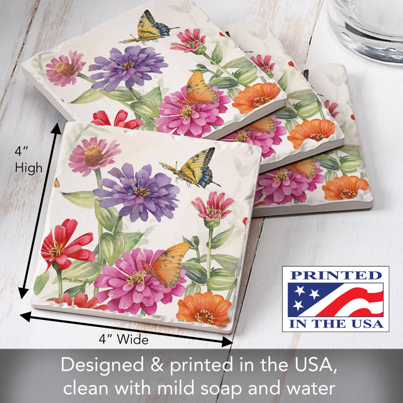 Paquet de 4 sous-verres Zinnias & Butterflies