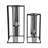 Hurricane Lantern Metal Iron Vertical Bar Design Matte Finish for Living Room Bedroom Office Set of 2 - 26", 20" Black