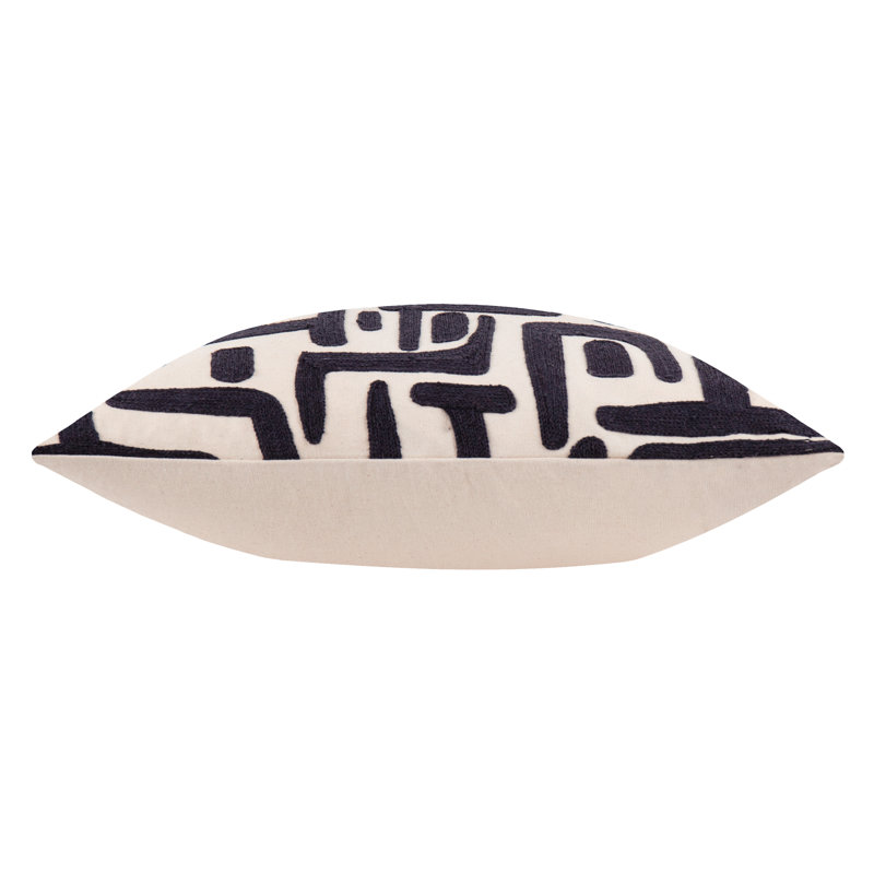 Brooke Abstract Square Throw Pillow Cover, Black/White