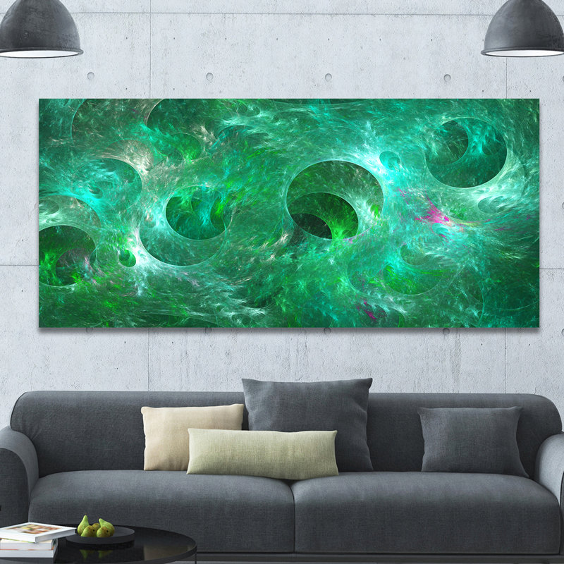 « green fractal glass texture », impression sur toile tendue, H 28 po x l 60 po x P 1,5 po