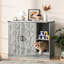 Armoire à litière pour chat avec prise de courant, meuble à litière moderne pour grandes boîtes à litière automatiques, bac à litière caché avec bac à litière, tablettes de rangement réglables, gris