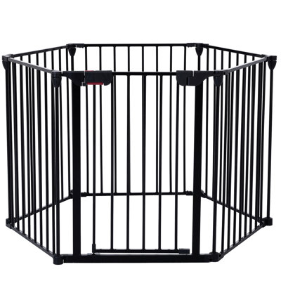 150" Adjustable Metal Gate. 6 Panels Play Yard Fence For Christmas Tree, Fireplace. Configurable House Stairs Stairs, House, Tree. Fireplace Barrier