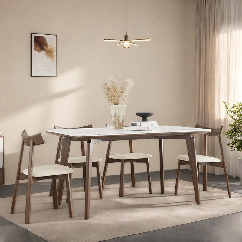Rectangular modern simple solid wood table set, 29.52"H x 55.11"L x 31.49"W