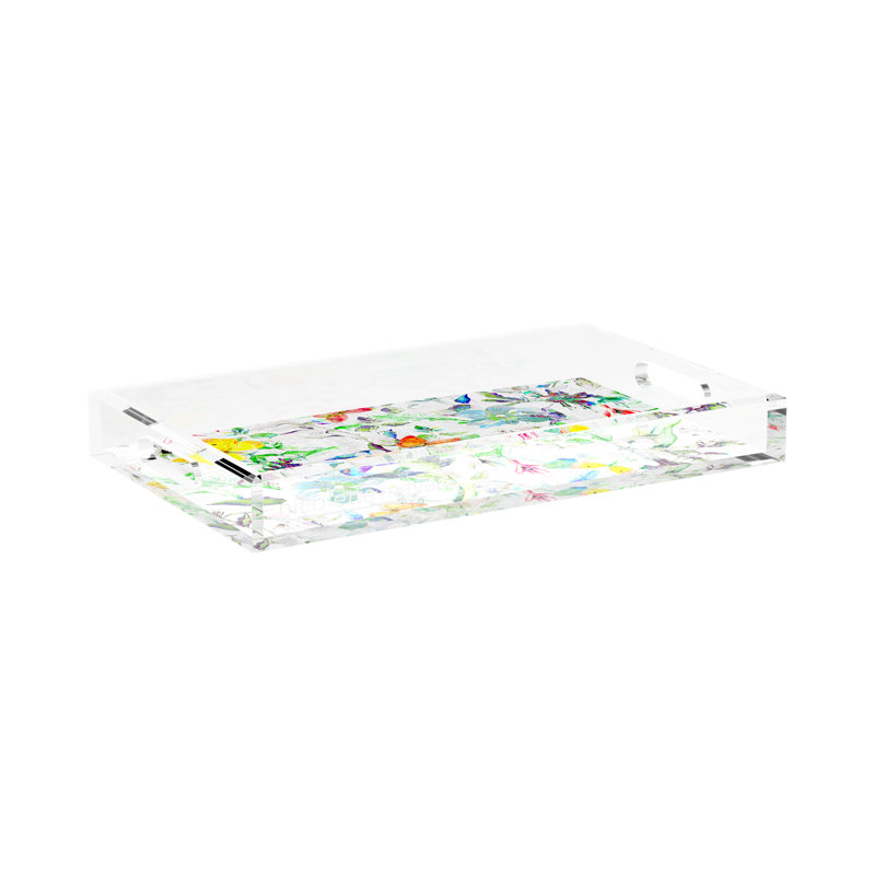 Garden Fantasia Acrylic Rectangle Decorative Tray, 17"W x 10.5"D x 2"H