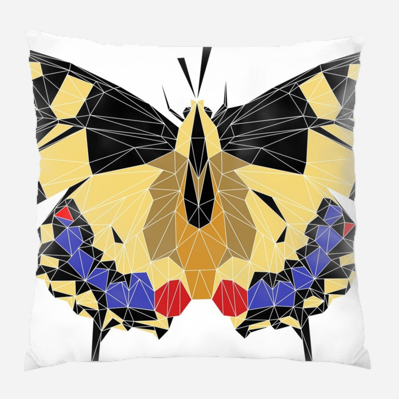 Butterfly Geometric Microsuede Reversible Throw Pillow