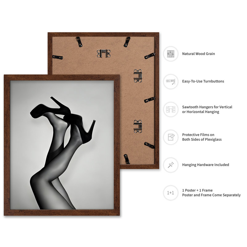 Lady in Heels, Poster, 08"H x 10"W, Brown Framed