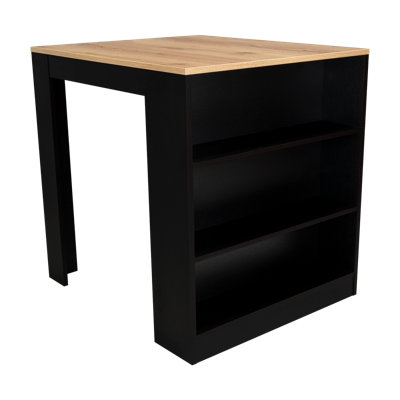 Tanna Kitchen Counter Dining Table ,Two Legs, Three Side Shelves