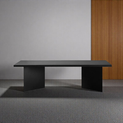 Modern Black Solid Wood Desk with Sturdy Iron Legs