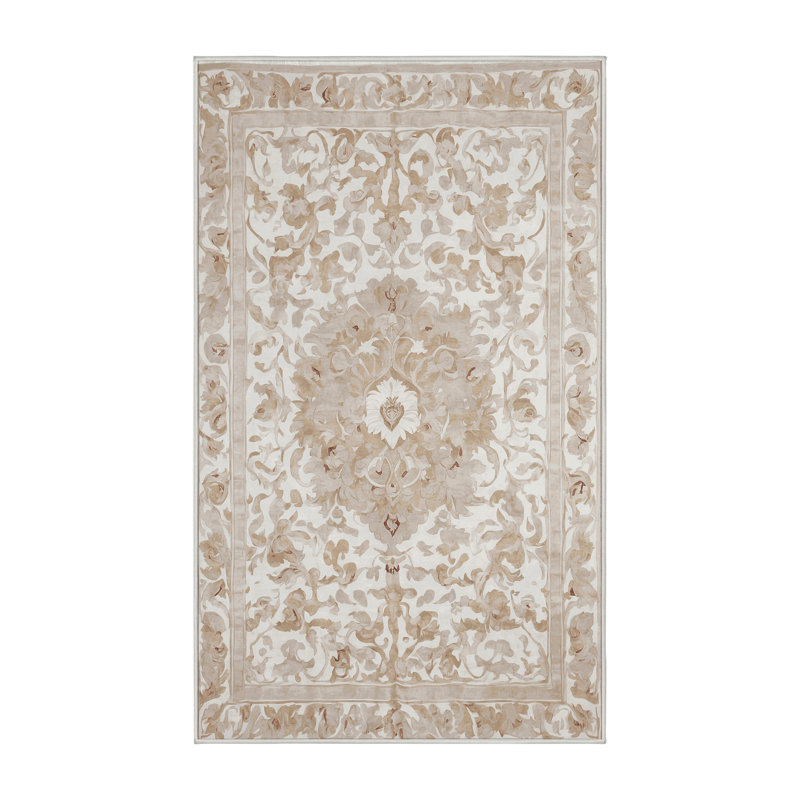 Tapis beige soyeux et moelleux, Rectangle 8 pi x 12 pi