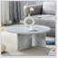 Une table basse ronde en panneau de fibres à densité moyenne blanche de style multi-style, avec un minimalisme moderne et une touche nordique, avec des dimensions de 31,5 x 31,5 x 13,98 pouces.-765566064