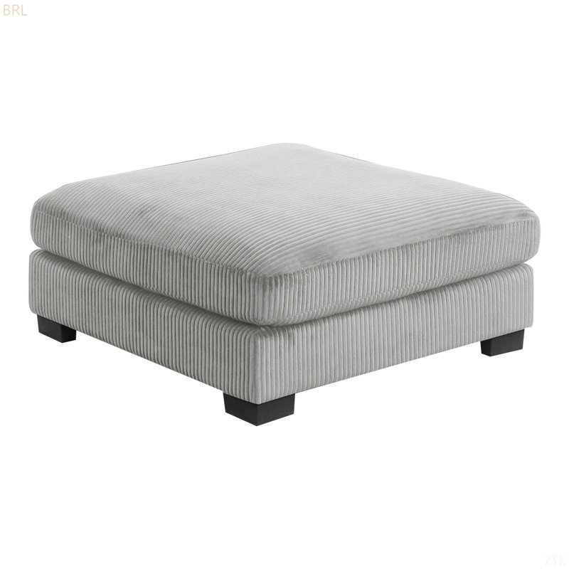 Bentley Modern Style Corduroy Fabric Upholstered OTTOMAN Made With Wood Frame, Gray