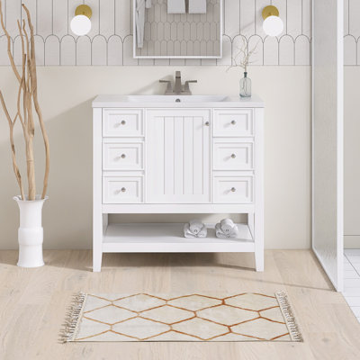 Meuble-lavabo simple 36 po avec comptoir en céramique 36 po