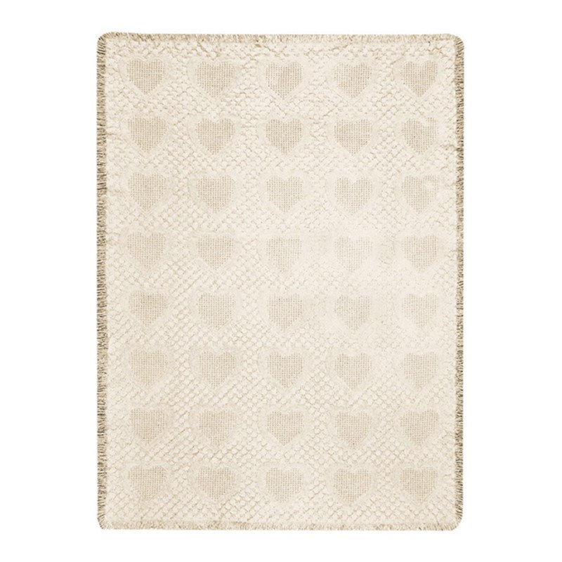 Jeté manuel 2 couches en coton 46 x 60 pouces Beige, Naturel