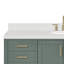 Meuble-lavabo simple 60 po ARIEL Magnolia en vert rétro avec comptoir en quartz blanc Carrara-1148892239-1151213888