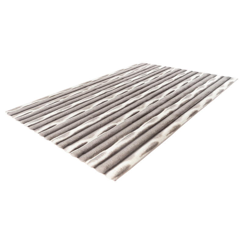 Waves Striped Hand Tufted Area Rug, Rectangular 200 x 290cm, Silver