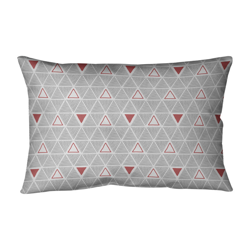 Coussin lombaire en simili cuir dessiné à la main, Accent rouge, Polyester/bourre en polyester