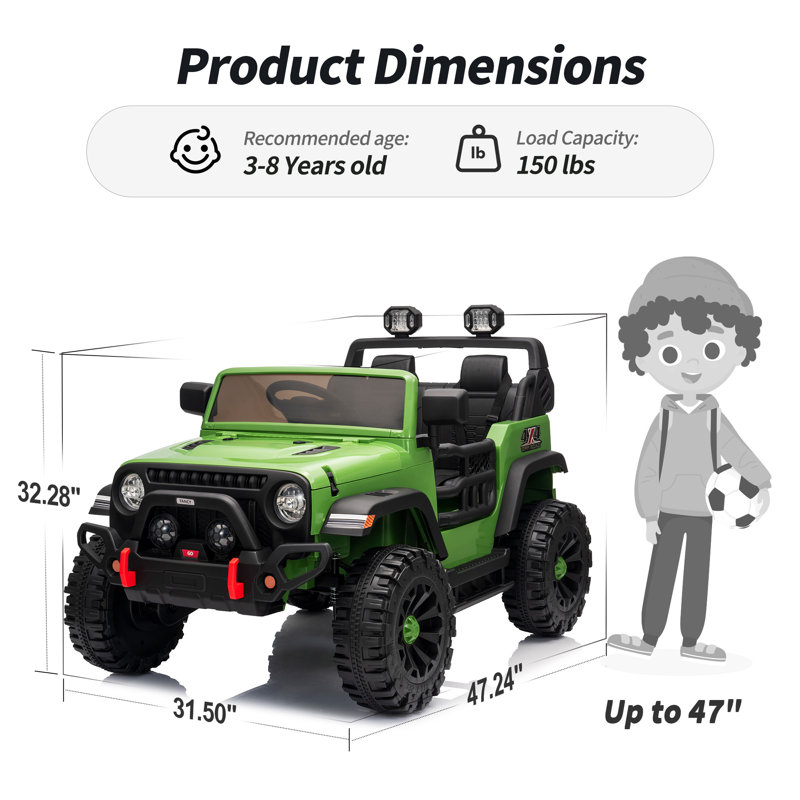24V Kids Ride on Dump Truck, 2 Sièges Electric Ride on Toy avec télécommande, L 71 po x L 84 po