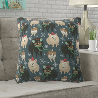 Pimlada Phuapradit Christmas Canine Pomeranian Throw Pillow