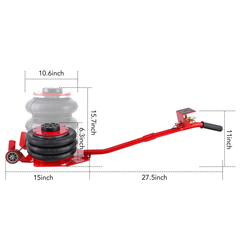 Cric pneumatique triple sac 3 tonneaux / 6 600 lb