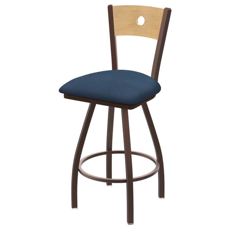Tabouret pivotant Voltaire, Chêne naturel, Bronze, Siège Rein Bay / dossier en érable naturel