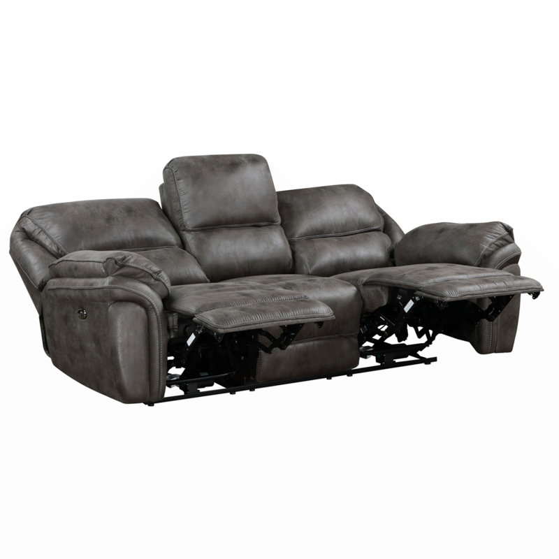 Delwayne 90'' Modern & Contemporary Microfiber Power Double Reclining Sofa with zero clearence recliner  Design, One-Touch Power Control and USB Charging Port