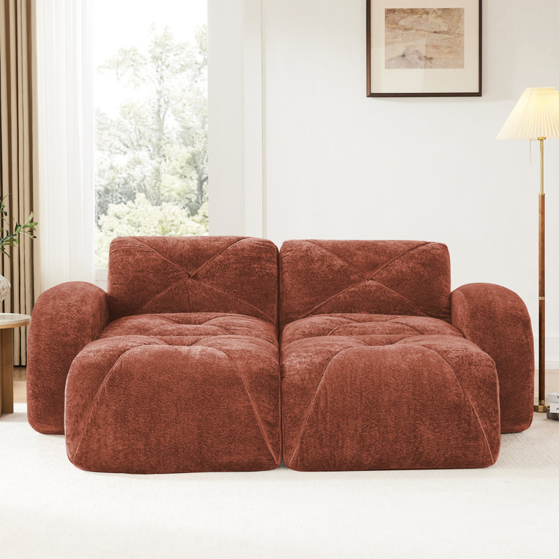 2 places rouge avec velours, conception ergonomique, combinaison modulaire, aucun assemblage requis, éponge rebondie ultra douce et brune, agencement flexible,