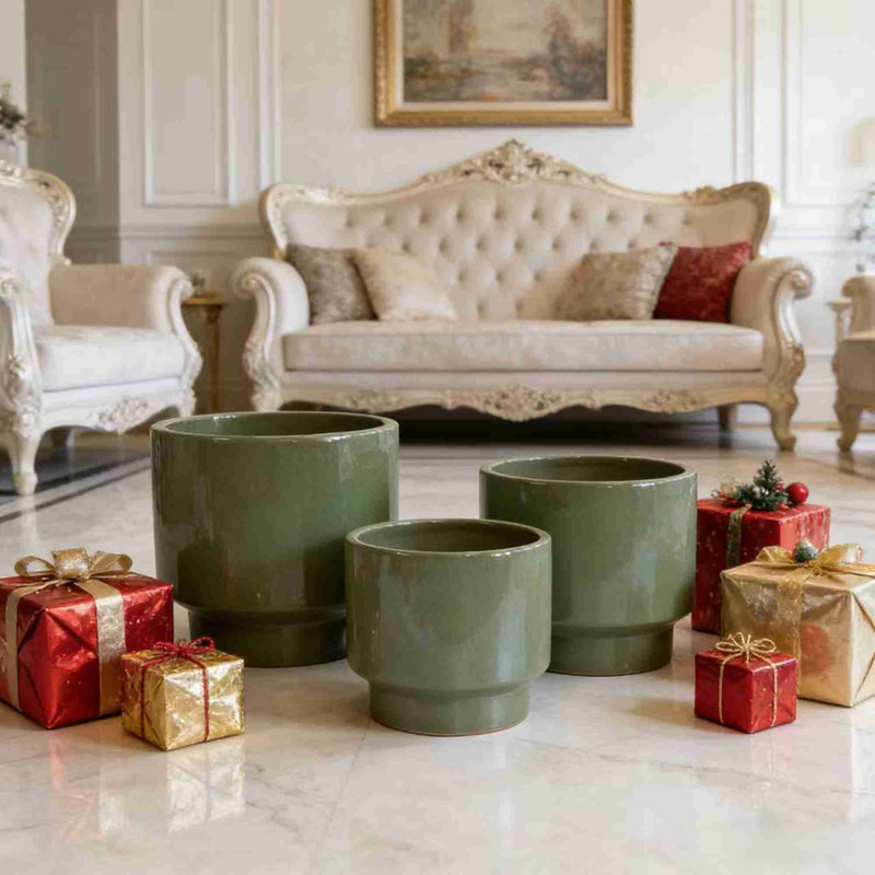 High quality ceramic flowerpot, Antique Light Green
