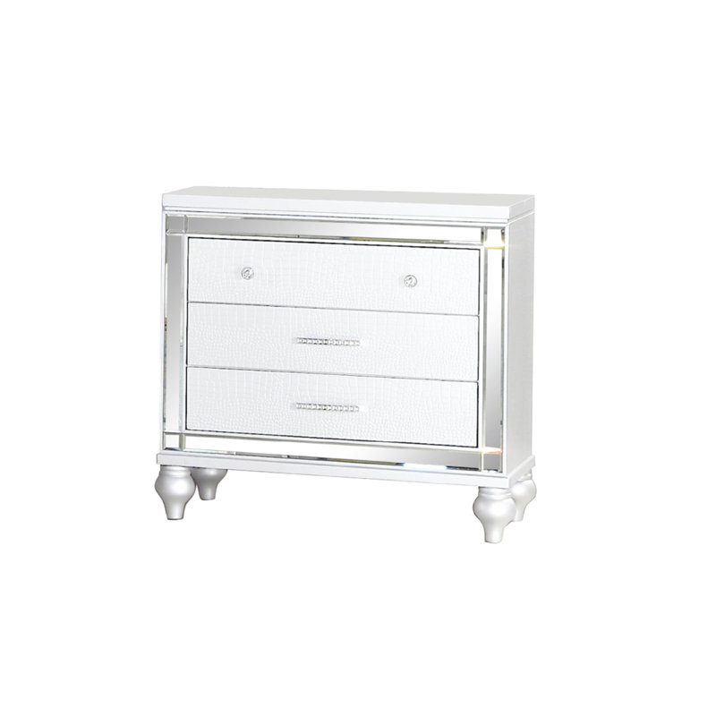 Denard 2-Drawer Nightstand with Diamond Accents, White