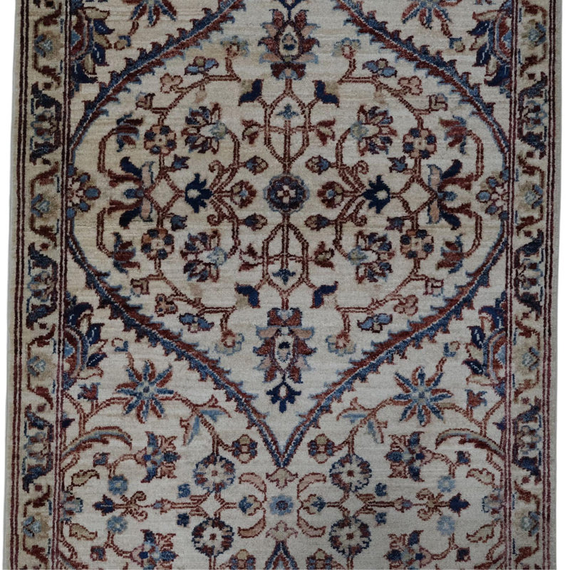 Hand Knotted Wool Area Rug in Beige