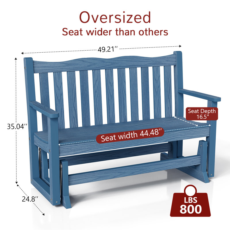 Banc oscillant d'extérieur 49,21 po, Bleu