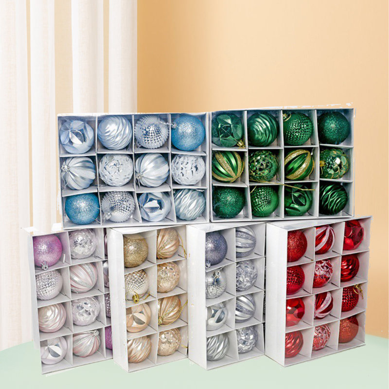 Ensemble de 12 boules de Noël, Vert / or