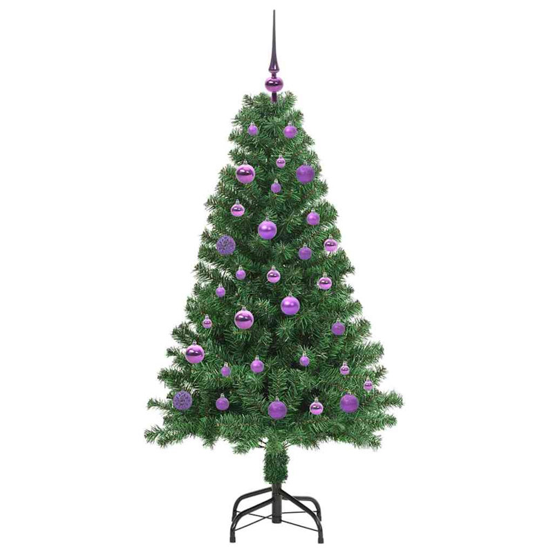 vidaXL Artificial Christmas Tree with 150 LEDs with Stand Green, 4.92 ft