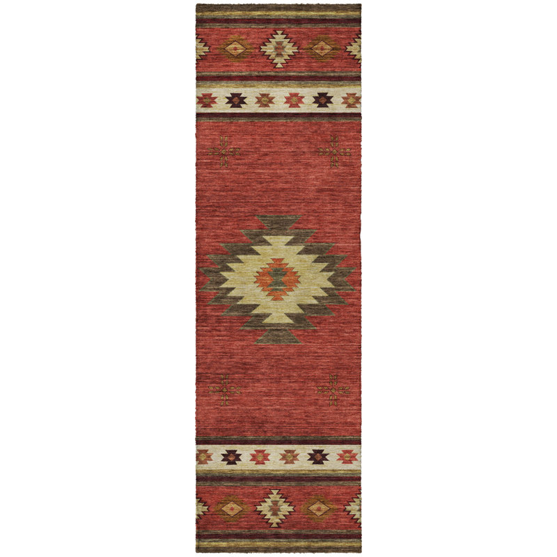 Tapis aztèque ADS179 de qualité supérieure lavable à la machine Dream Shag, Épice, Tapis de couloir 2 pi 3 po x 7 pi 6 po