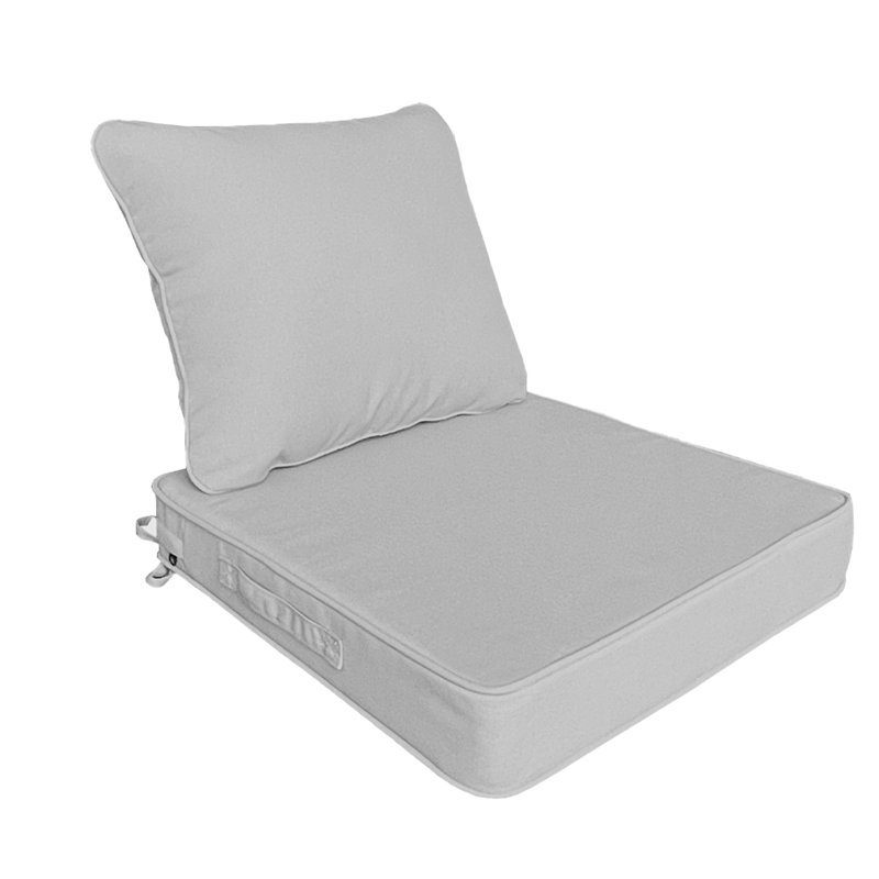 19" x 19" Outdoor/Indoor Dining Chair Cushion Seat and Back (Set of 1) - Water Resistant Design, Gray