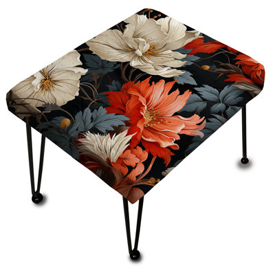 Blanc et corail, paradis floral tropical - Repose-pieds rectangulaire floral