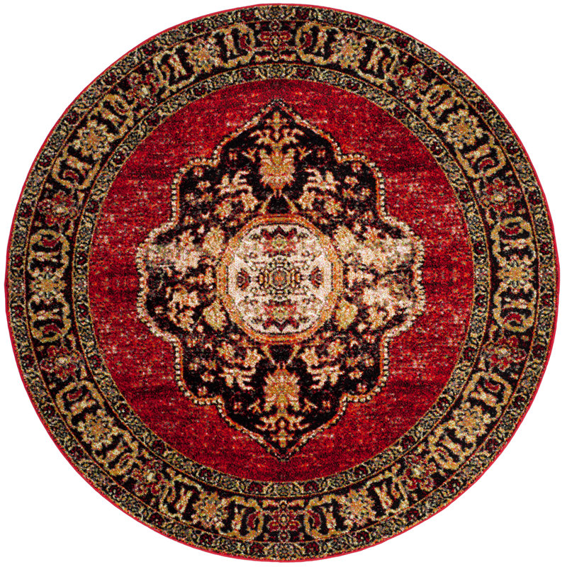 Tapis oriental rouge / multicolore Imauri, Rond 3 pi