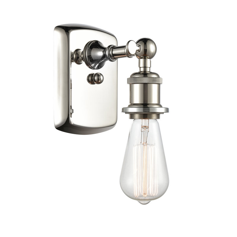 Applique murale articulée à intensité variable 1 lumière Rithland, Ampoule incandescente rétro de 60 watts, Nickel poli