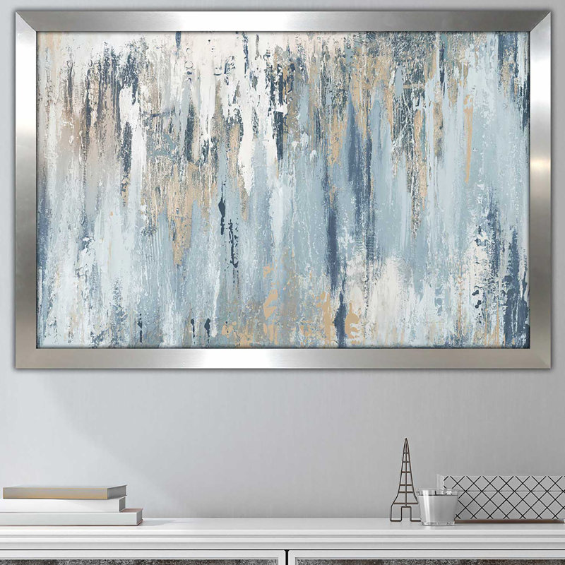 Illusion bleue - impression, Argent argent, H 21,5 po x l 27,5 po, Impression encadrée